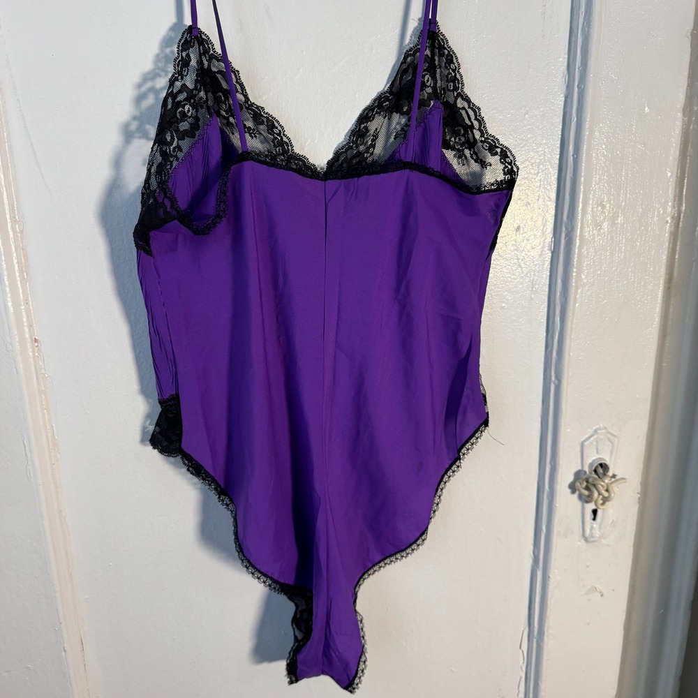 Vtg 90s Sears Purple Lace Bodysuit M Whimsigoth anything but simple slip - Picture 10 of 10